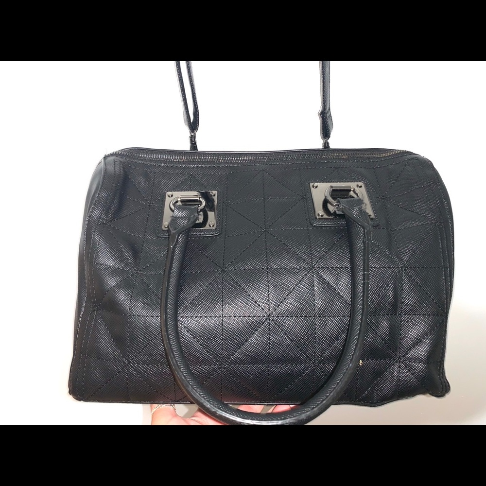 Black faux leather purse